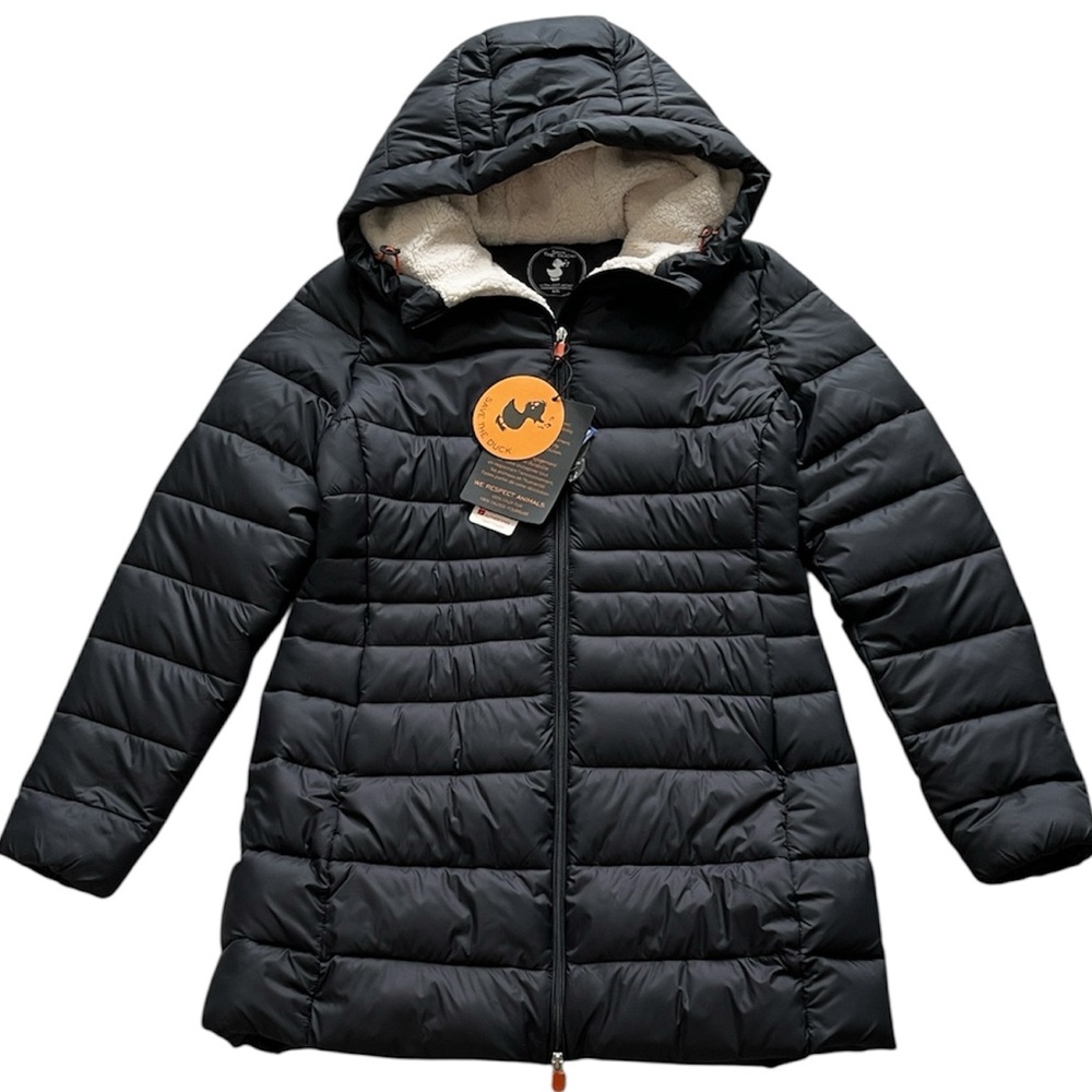 Save the Duck Ultra Light Jacket Coat Packable Puffer Black NWT Womens 4 (XL)